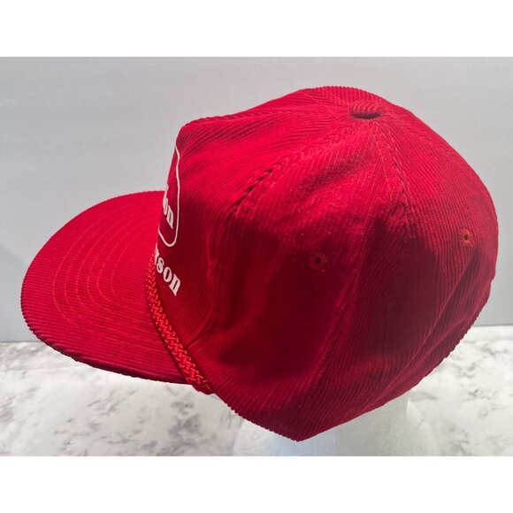 Carnation Corduroy Hat Vintage Potato Person Red Baseball Cap Ama Pro Zip Strap - Picture 5 of 11